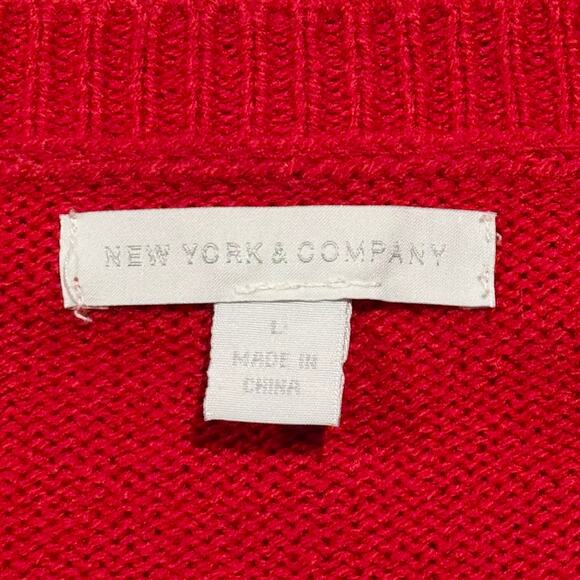 NY&C Sweater Bear Christmas Festive Holiday Novelty Cottage Retro Cozy Red Large - Picture 3 of 8